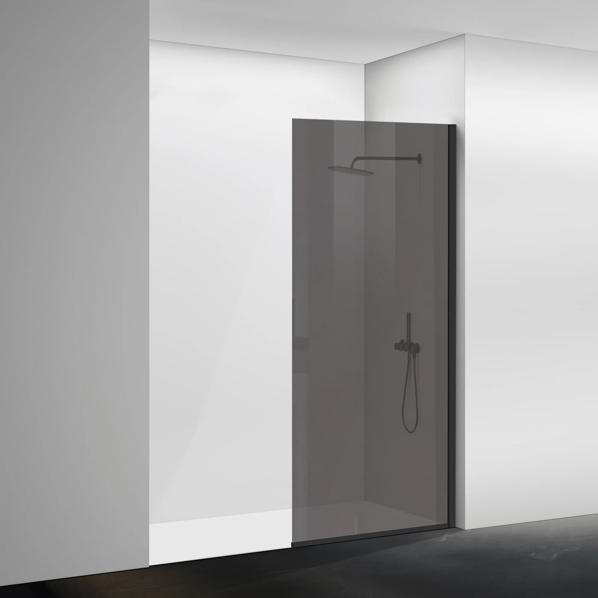 34" x 74" Semi-Framed Shower Screen with Clear Black Tempered Glass B14 #Color_Matte Black