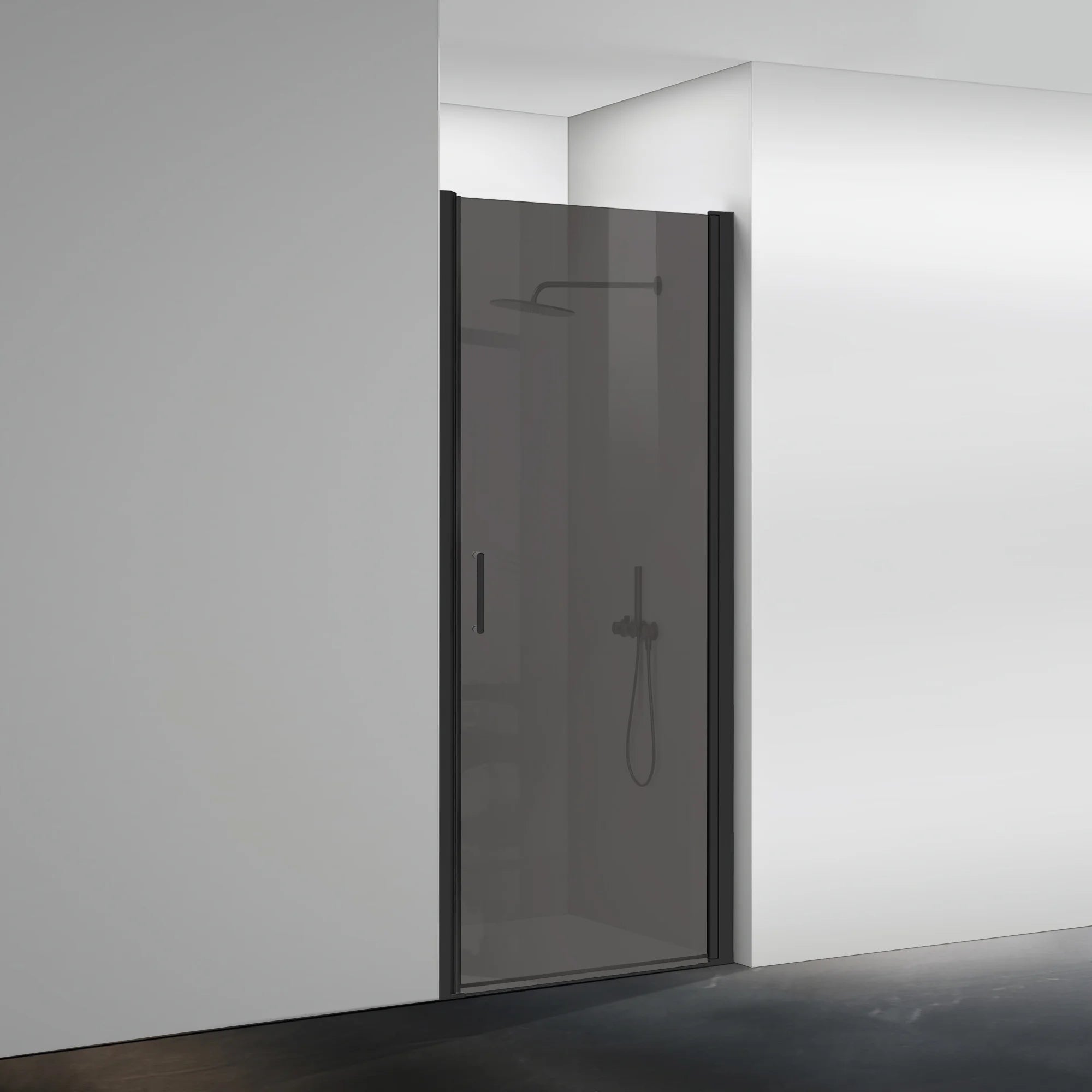 34" x 72" Pivot Shower Door with Magnetic Closure, Black Tinted Glass #Glass Finish_Clear Black