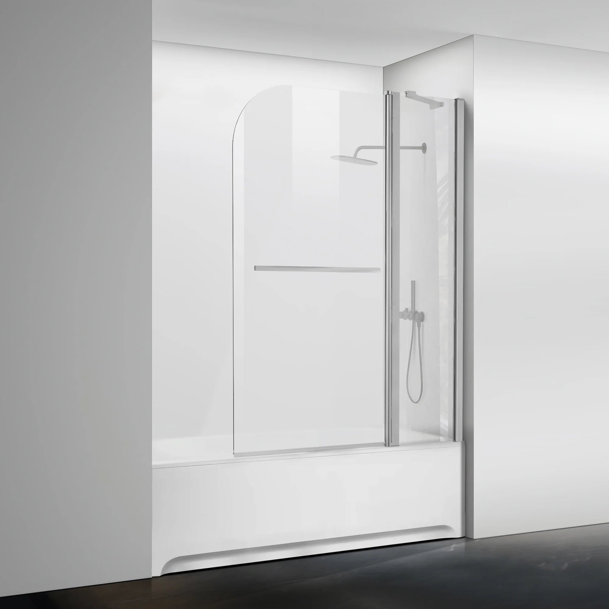 43" W x 58" H Frameless Pivot Foldable Bathtub Door Misty J4 #Color_Polished Chrome