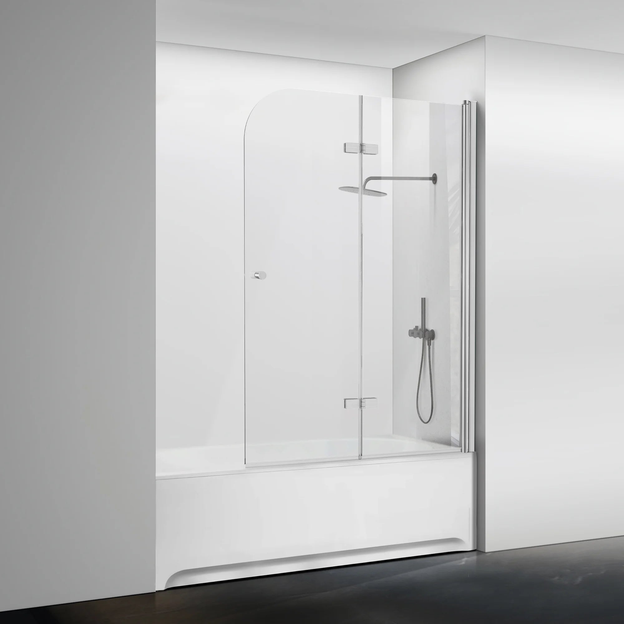 43" W x 58" H Frameless Hinged Bi-Fold Bathtub Door Misty J28 #Color_Polished Chrome