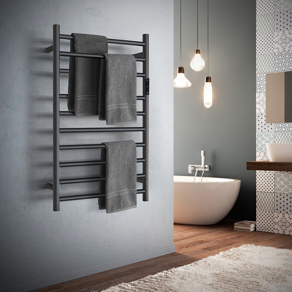 20.9" x 33.9" Electric Heated Towel Bar #Color_Matte Black