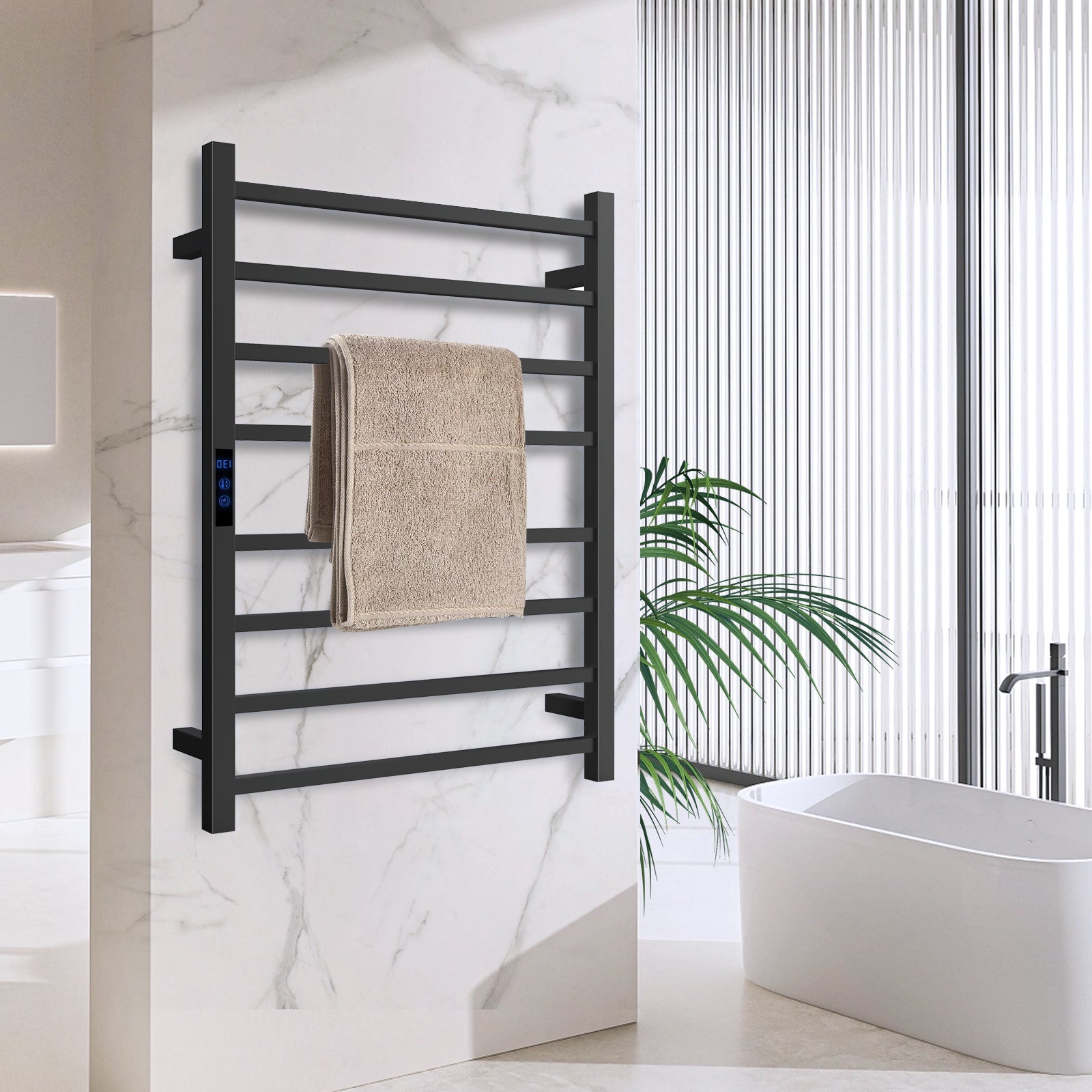 23.6" x 31.5" Square Electric Heated Towel Bar #Color_Matte Black