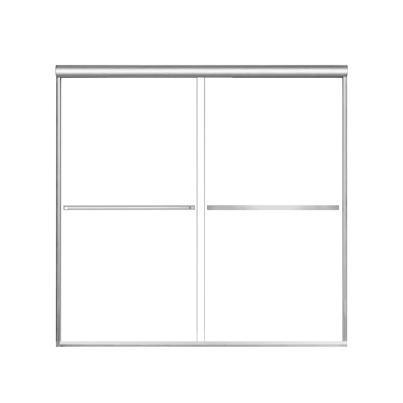 56"-60" W x 58" H Framed Double Sliding Bathtub Door Glide B22 #Color_Brushed Silver