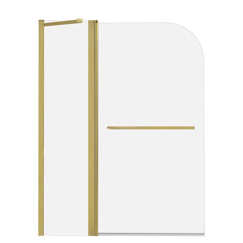 43" W x 58" H Frameless Pivot Foldable Bathtub Door Misty J6 #Color_Brushed Gold