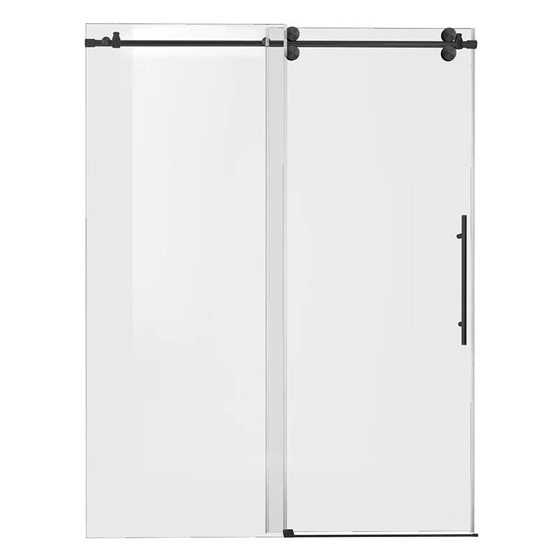 56"-60" W x 76" H Frameless Single Sliding Shower Door Roller J9 #Color_Matte Black