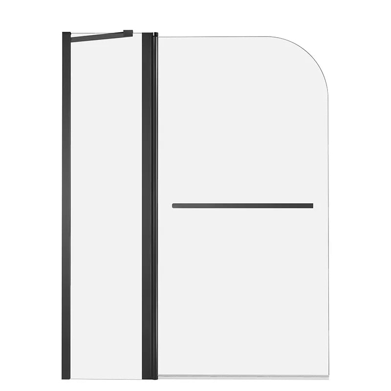 43" W x 58" H Frameless Pivot Foldable Bathtub Door Misty J5 #Color_Matte Black