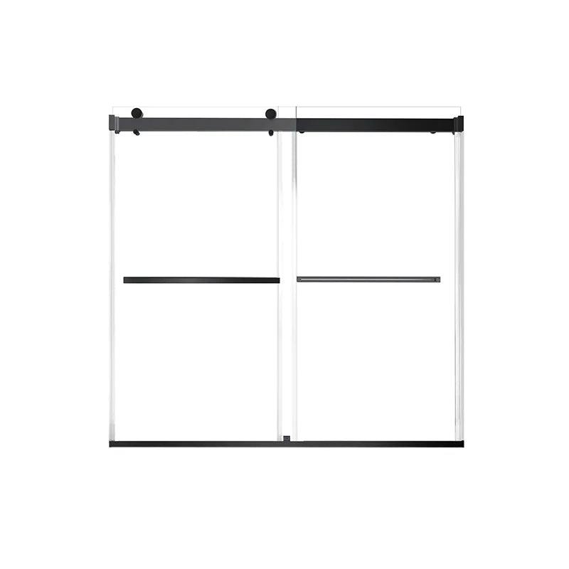 56"-60" x 58" Frameless Double Sliding Tub Door Roller B9 #Color_Matte Black