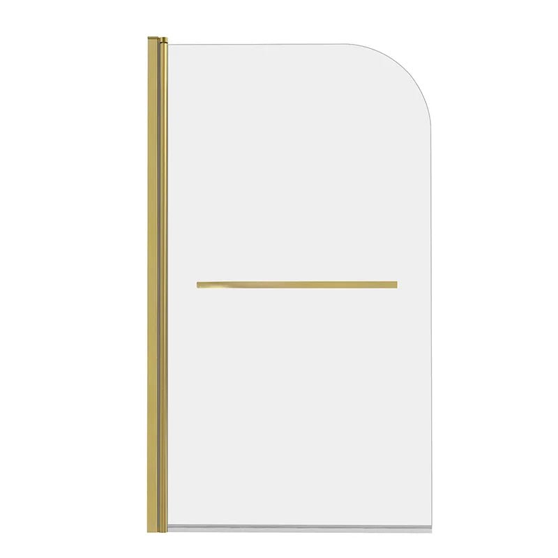 34" W x 58" H Frameless Pivot Bathtub Screen with Curved Top Misty J3 #Color_Brushed Gold
