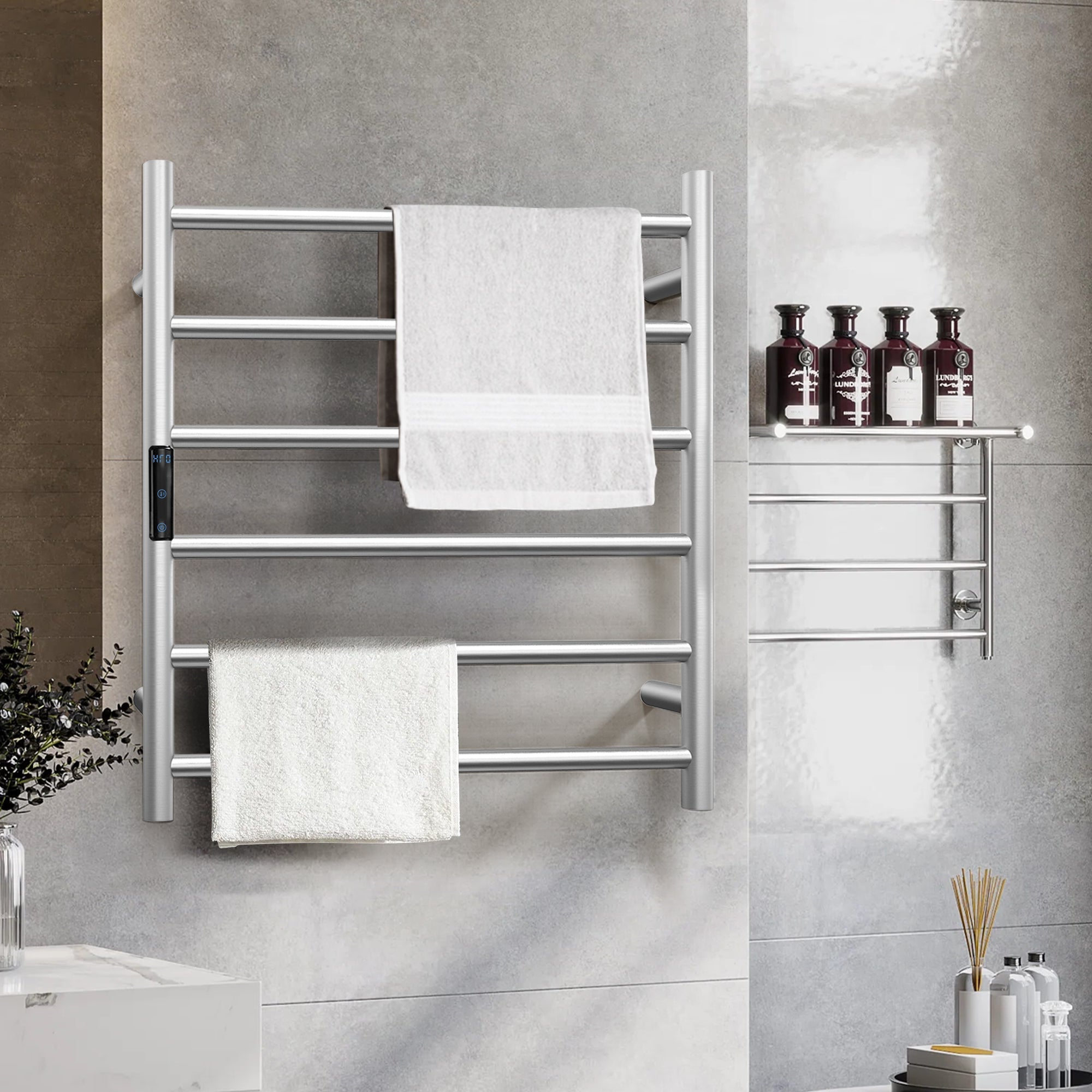23.6" x 24.4" Electric Heated Towel Bar #Color_Brushed Nickel