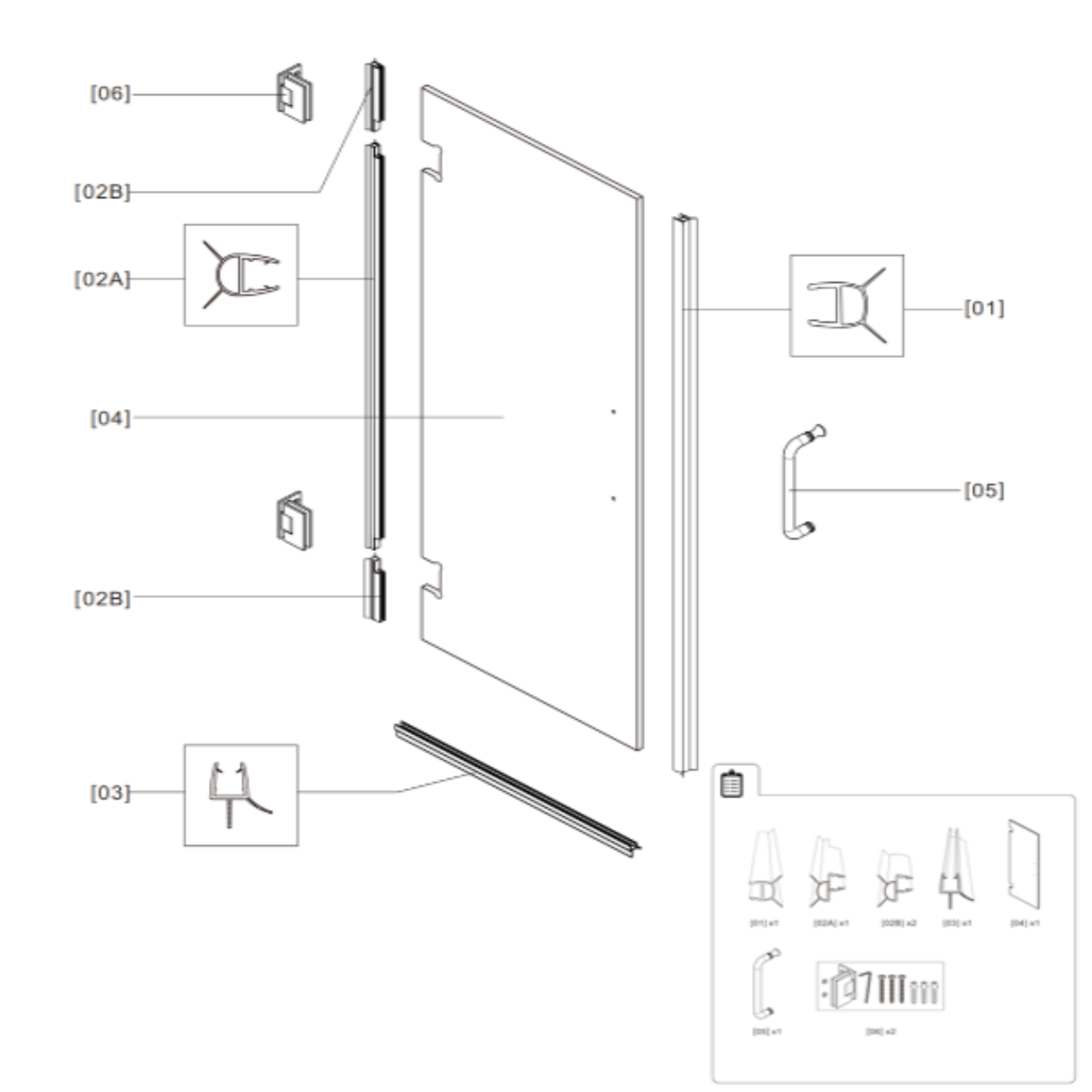 Shower Door|Aurora A10 - NB - Shower Door - AquivaCoast Showers - 5/16 inch glass - Clear - Frameless