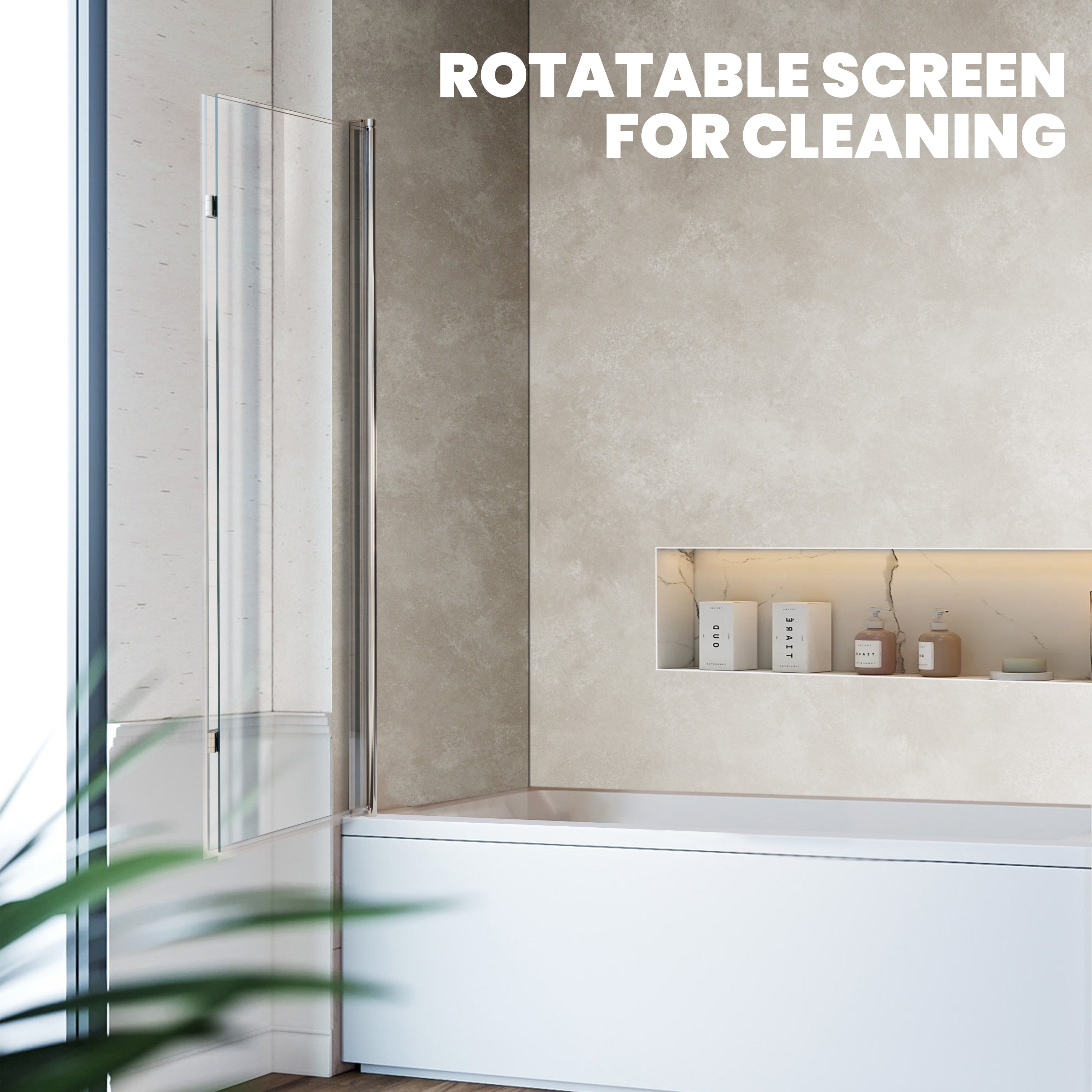 30" W x 55" H Frameless Bi-Fold Hinged Bathtub Door Serene B3 #Color_Polished Chrome