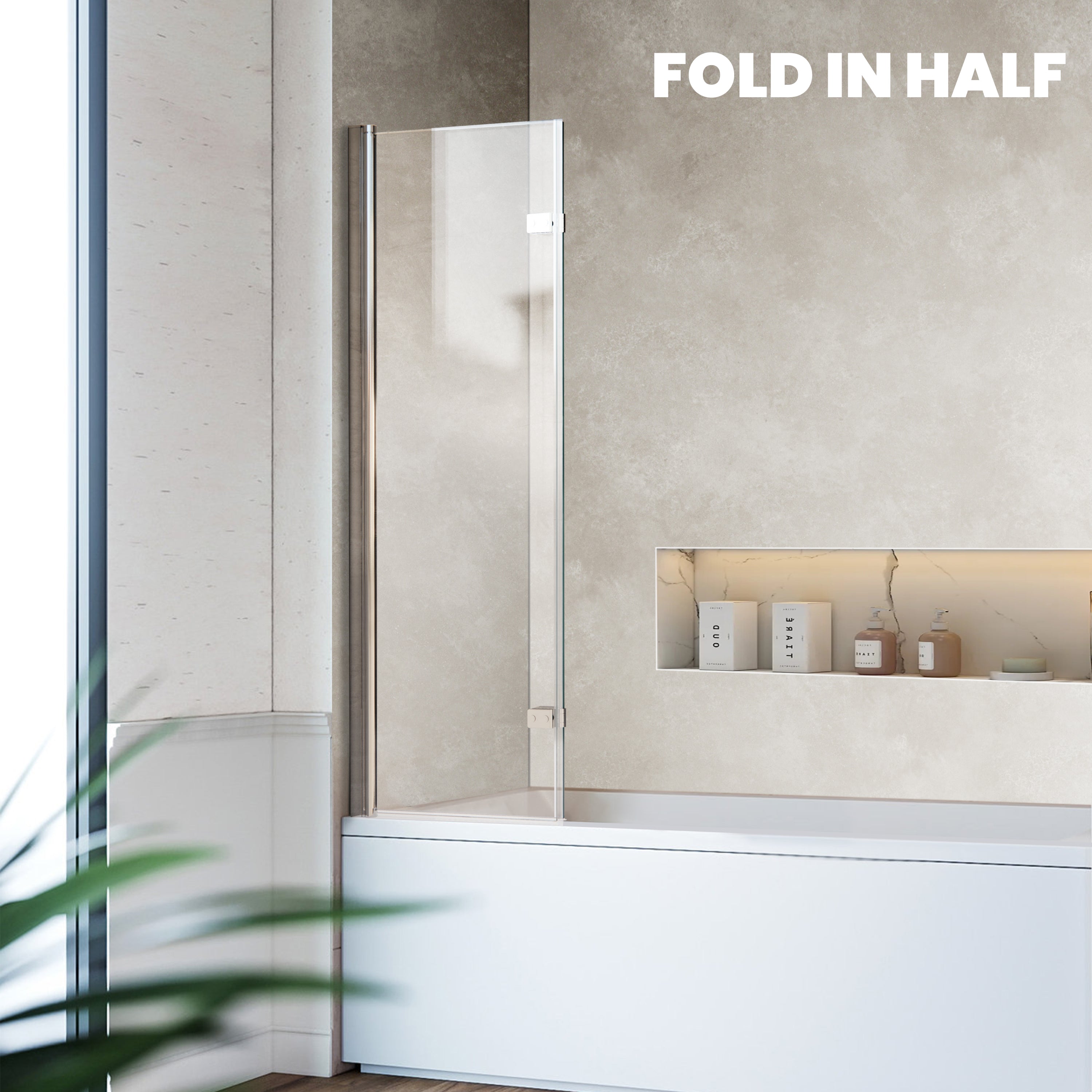 30" W x 55" H Frameless Bi-Fold Hinged Bathtub Door Serene B3 #Color_Polished Chrome