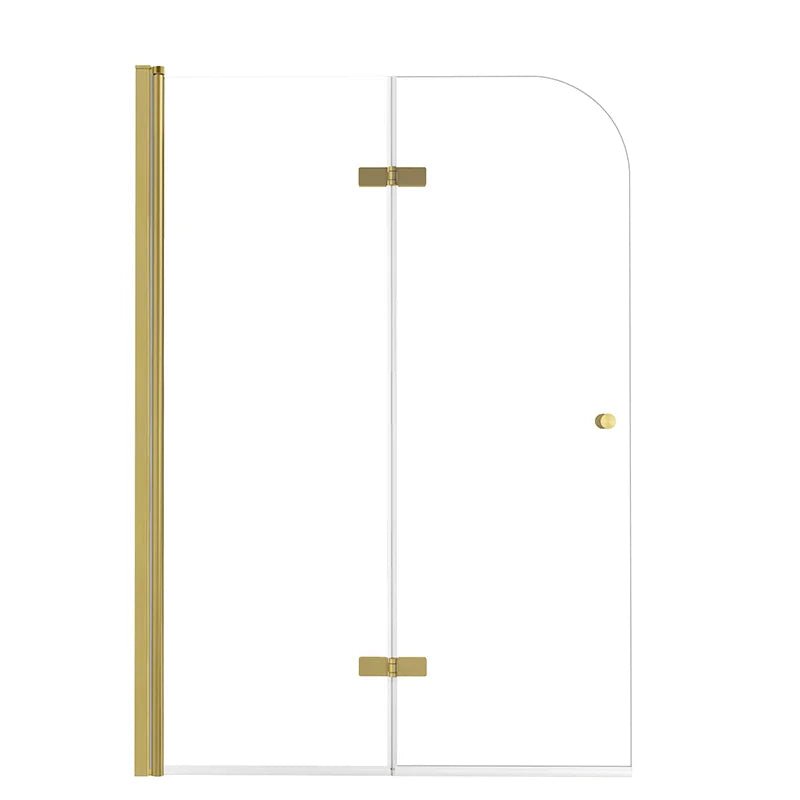 43" W x 58" H Frameless Hinged Bi-Fold Bathtub Door Misty J30 #Color_Brushed Gold