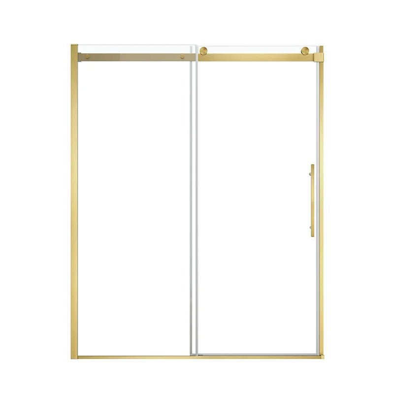 58"-59" W x 76" H Semi-Frameless Single Sliding Shower Door Roller A9 #Color_Brushed Gold