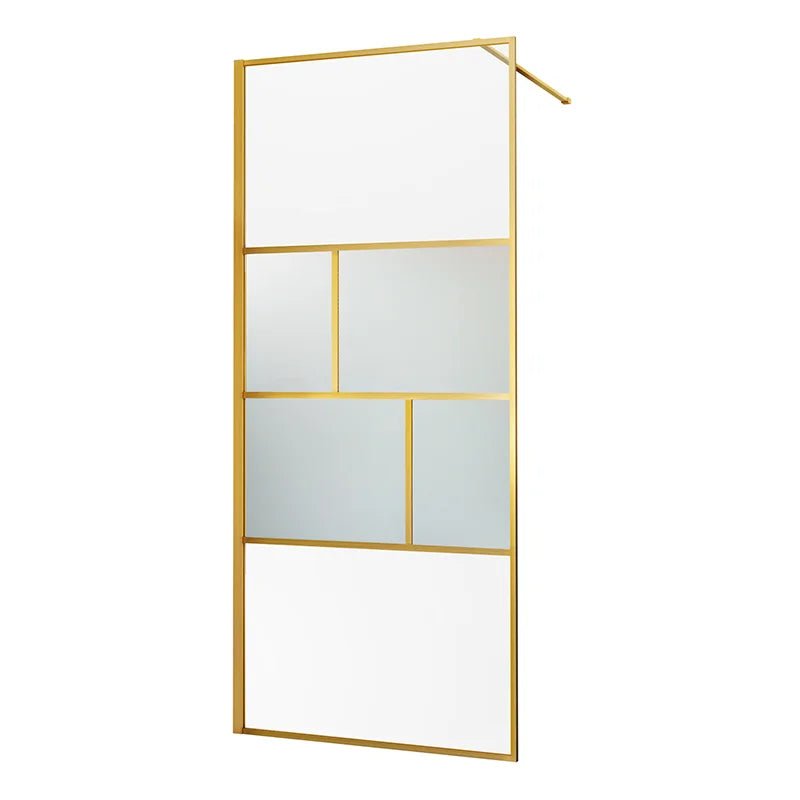 34" W x 74" H Walk-In Framed Fixed Shower Screen #Color_Brushed Gold