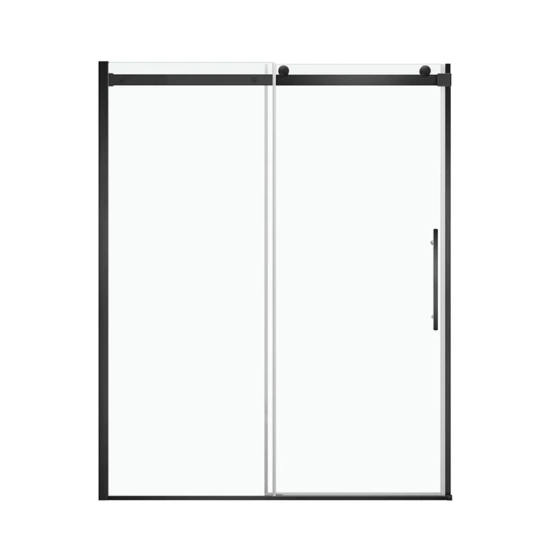 58"-59" W x 76" H Semi-Frameless Single Sliding Shower Door Roller A8 #Color_Matte Black