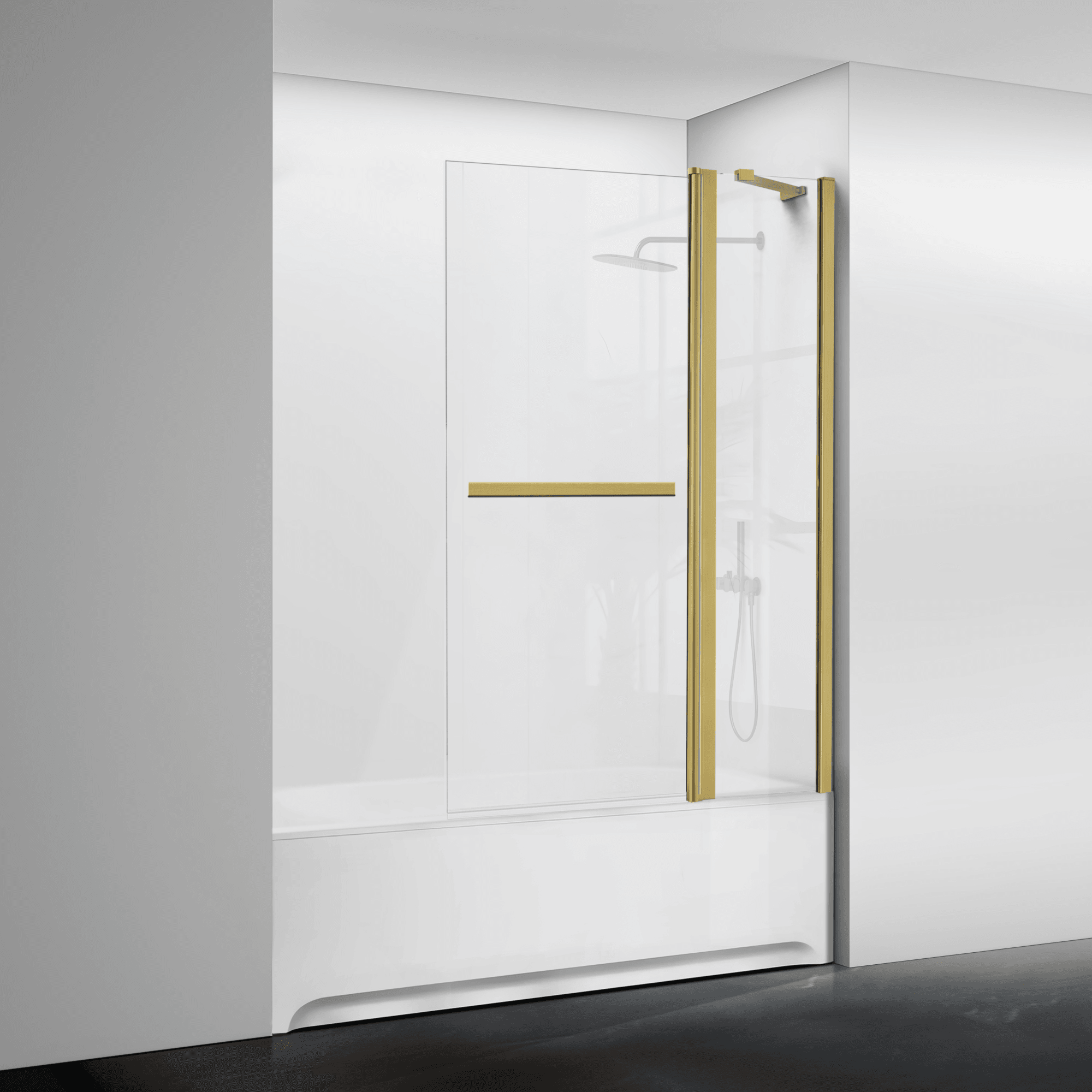 36" W x 55" H Frameless Pivot Bathtub Screen Serene B26 #Color_Brushed Gold