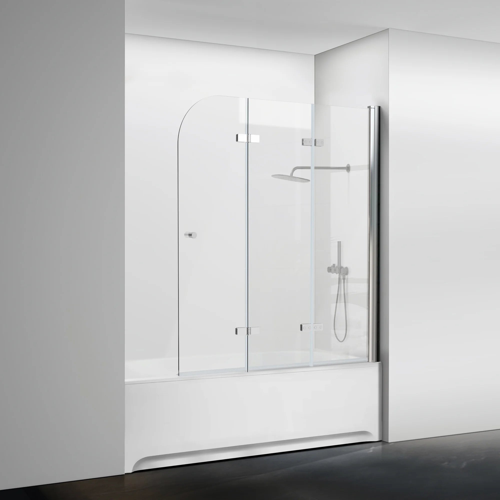51.2"-51.8" W x 59" H Semi-Frameless Hinged Bi-Fold Bathtub Door Misty A18 #Color_Chrome
