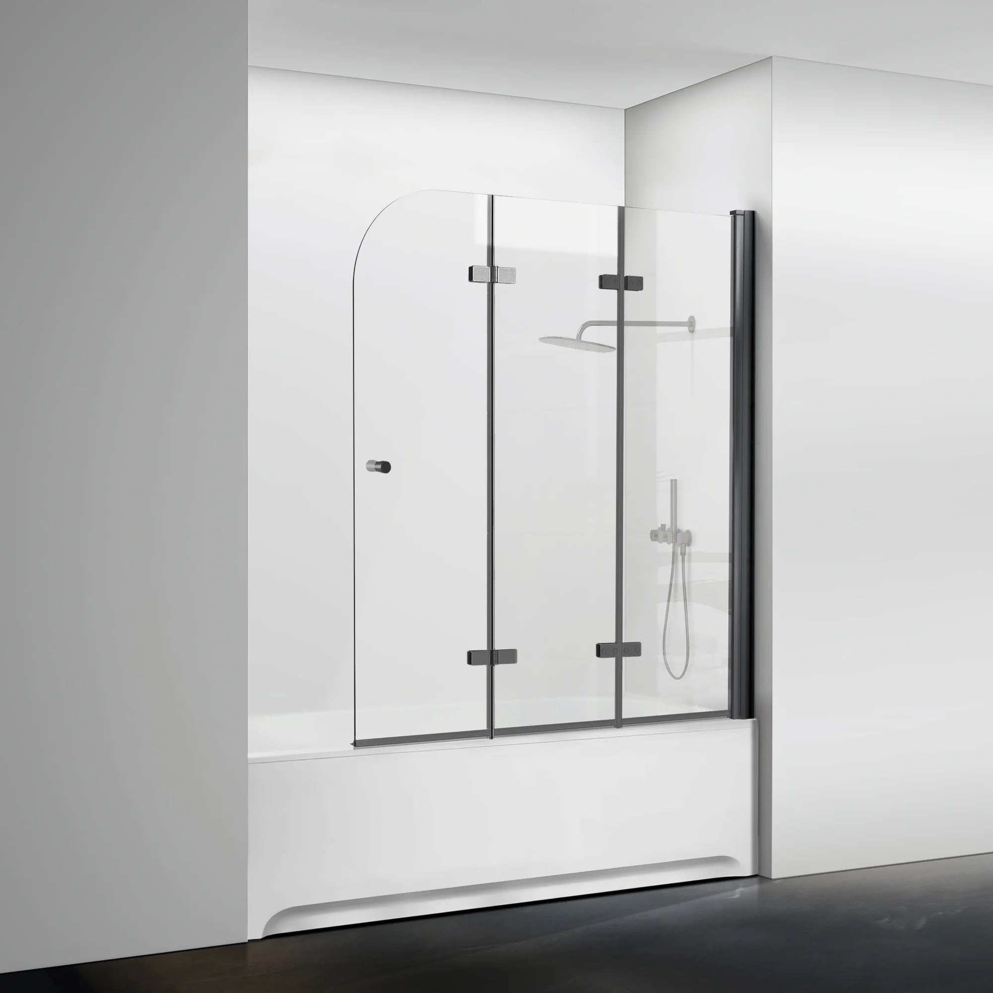 51.2"-51.8" W x 59" H Semi-Frameless Hinged Bi-Fold Bathtub Door Misty X17 #Color_Matte Black