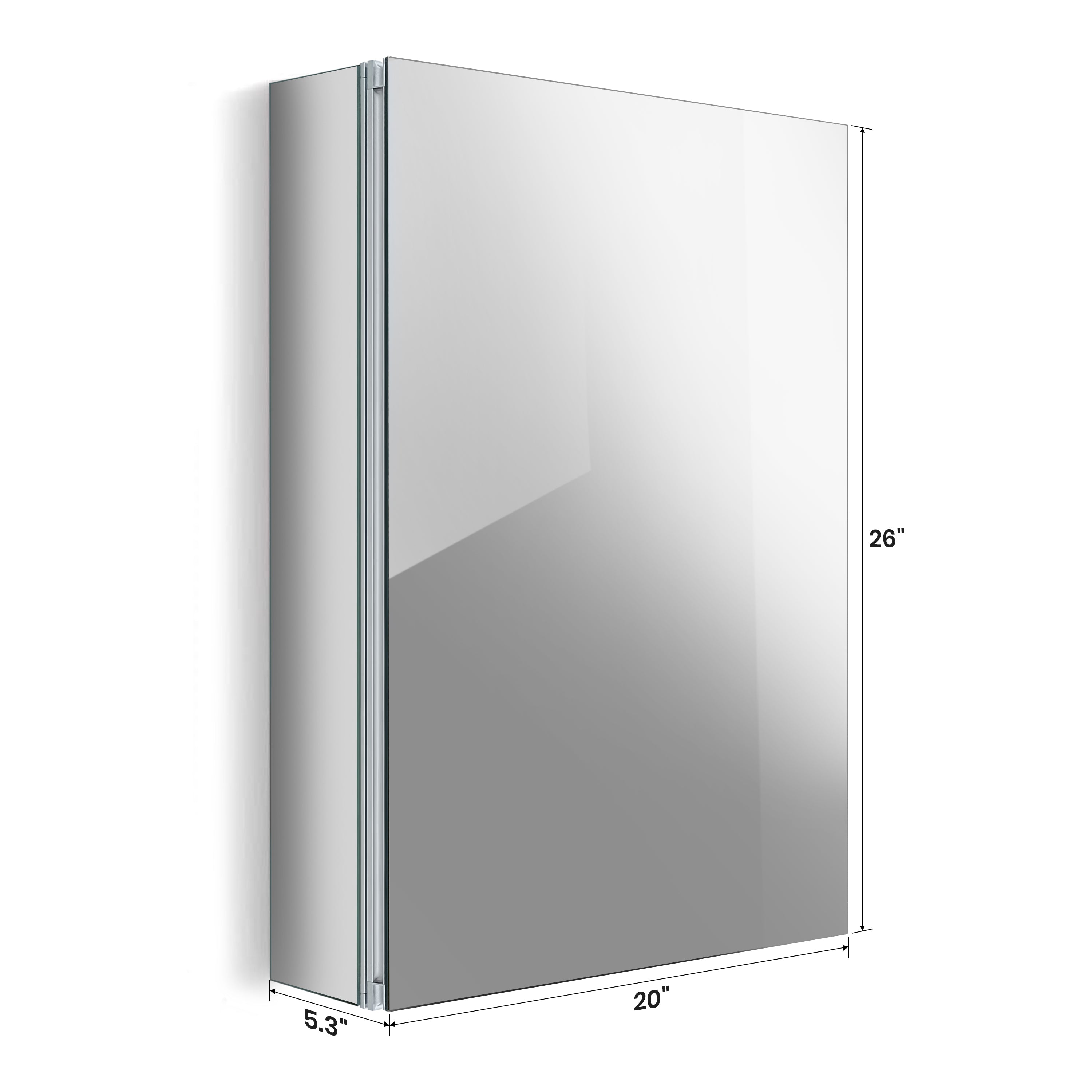 15"/16"/20" Single Door Medicine Cabinet with Soft - Close, Dual - Sided Mirrors, Adjustable Shelves & Aluminum Frame - Medicine Cabinets - AquivaCoast Showers - Medicine Cabinets - Mirror - Surface/ Recessed Mount