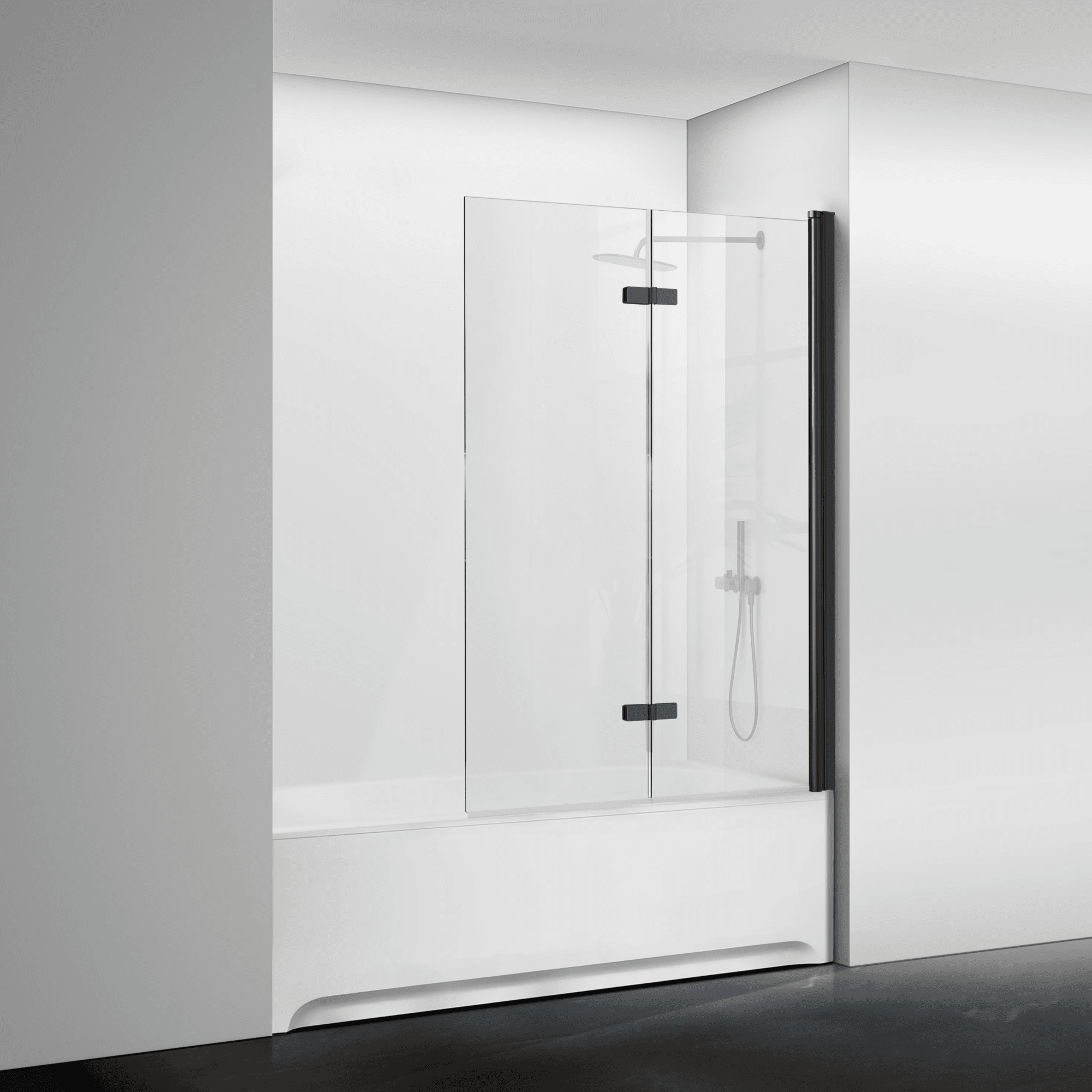 30" W x 55" H Frameless Bi-Fold Hinged Bathtub Door Serene B27 #Color_Matte Black