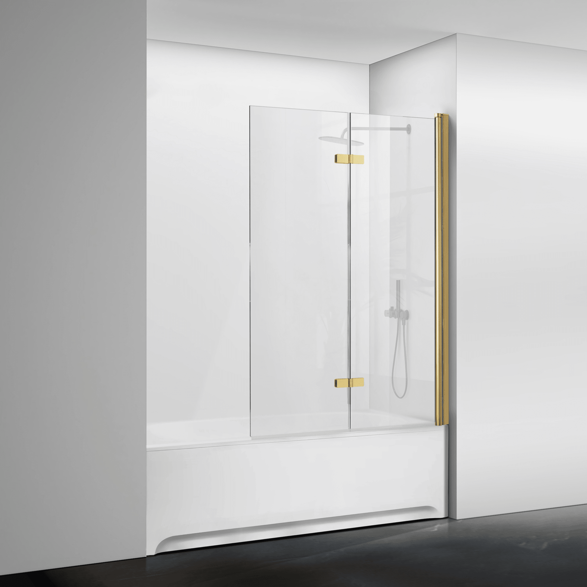 30" W x 55" H Frameless Bi-Fold Hinged Bathtub Door Serene B28 #Color_Brushed Gold