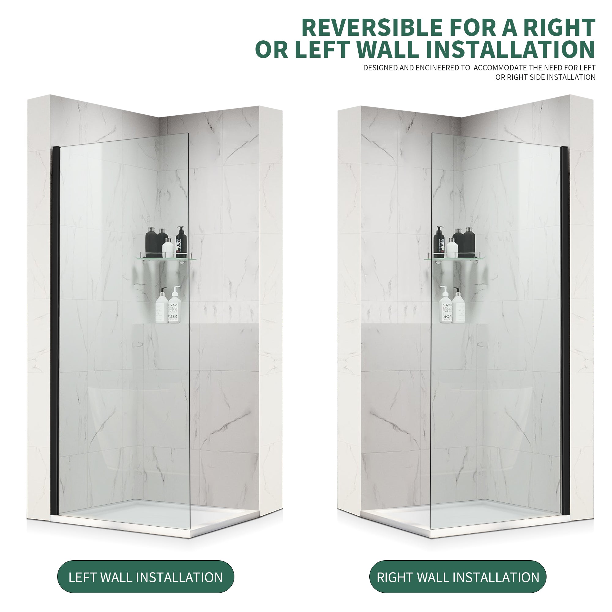 34" x 74" Frameless Shower Scree Meteor X13 #Color_Matte Black