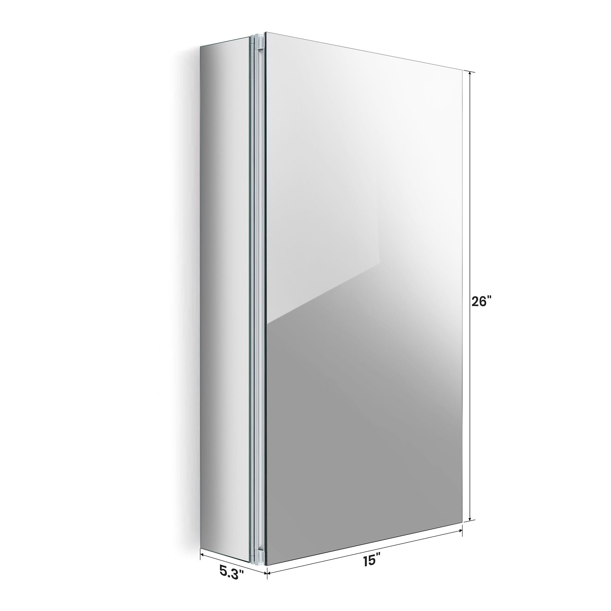 15"/16"/20" Single Door Medicine Cabinet with Soft - Close, Dual - Sided Mirrors, Adjustable Shelves & Aluminum Frame - Medicine Cabinets - AquivaCoast Showers - Medicine Cabinets - Mirror - Surface/ Recessed Mount