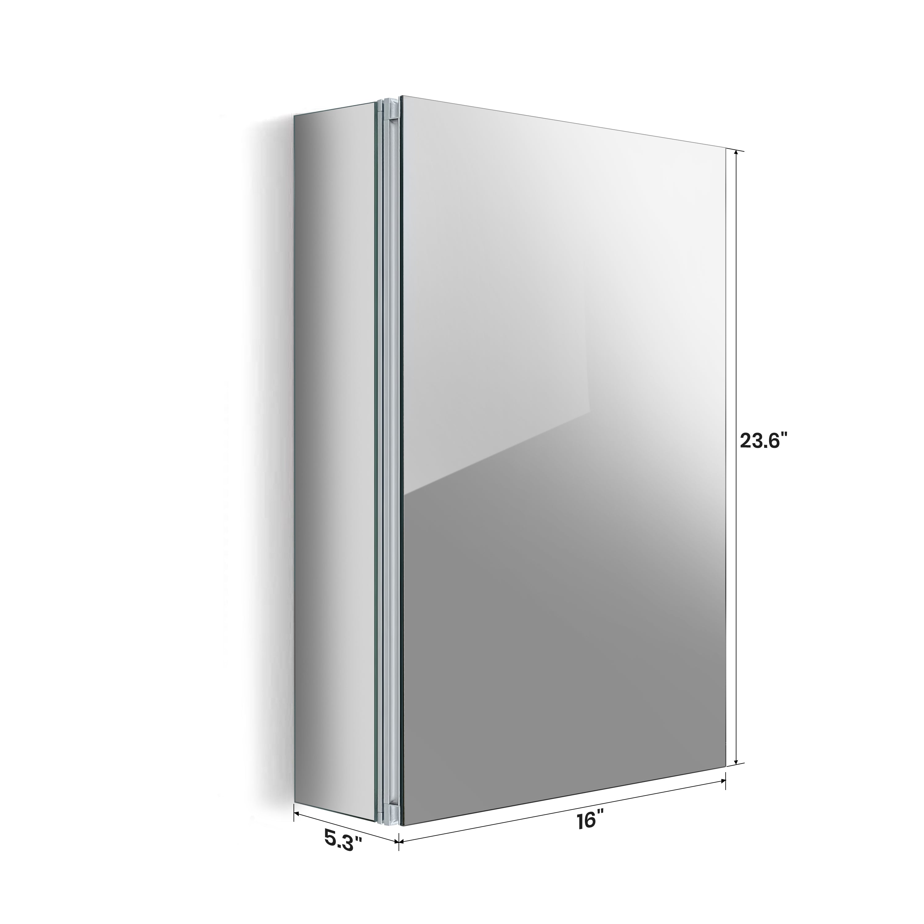 15"/16"/20" Single Door Medicine Cabinet with Soft - Close, Dual - Sided Mirrors, Adjustable Shelves & Aluminum Frame - Medicine Cabinets - AquivaCoast Showers - Medicine Cabinets - Mirror - Surface/ Recessed Mount