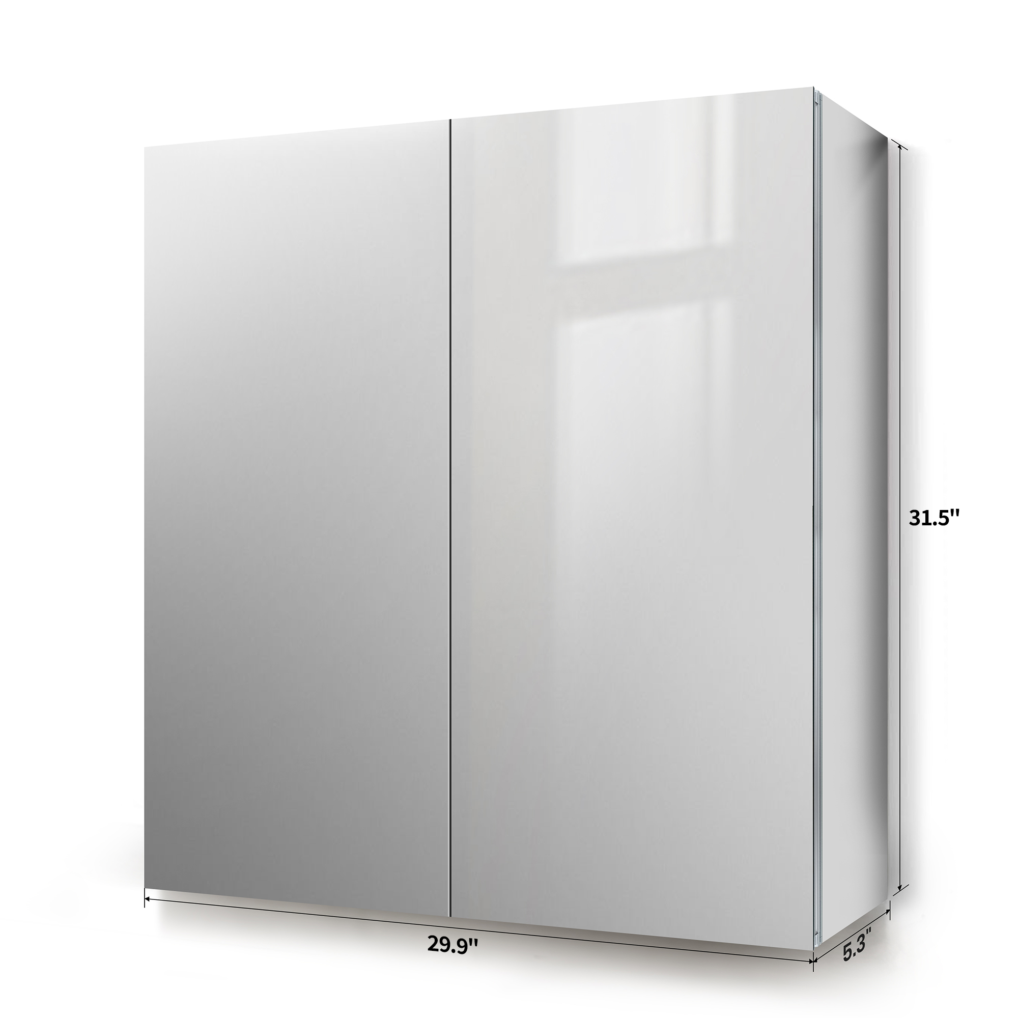 30" × 31.5" Double Door Medicine Cabinet with Soft - Close, Dual - Sided Mirrors, Adjustable Shelves & Aluminum Frame - Medicine Cabinets - AquivaCoast Showers - Medicine Cabinets - Mirror - Surface/ Recessed Mount