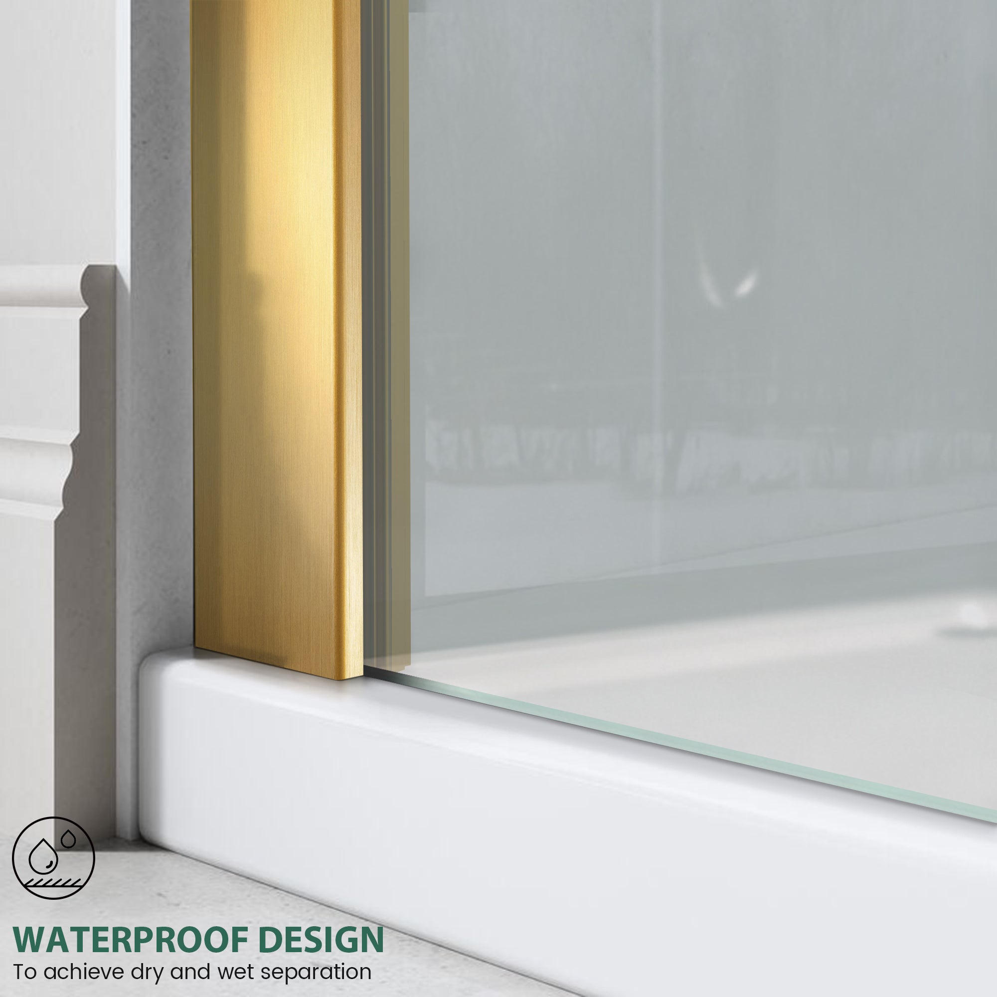34" x 74" Frameless Shower Scree Meteor X13-BG #Color_Brushed Gold
