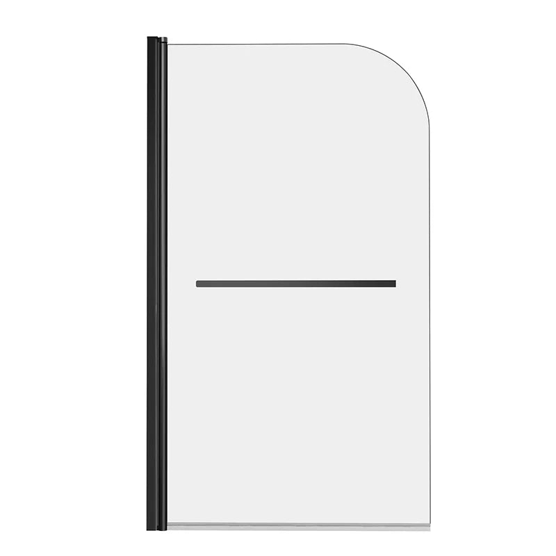 34" W x 58" H Frameless Pivot Bathtub Screen with Curved Top Misty J2 #Color_Matte Black