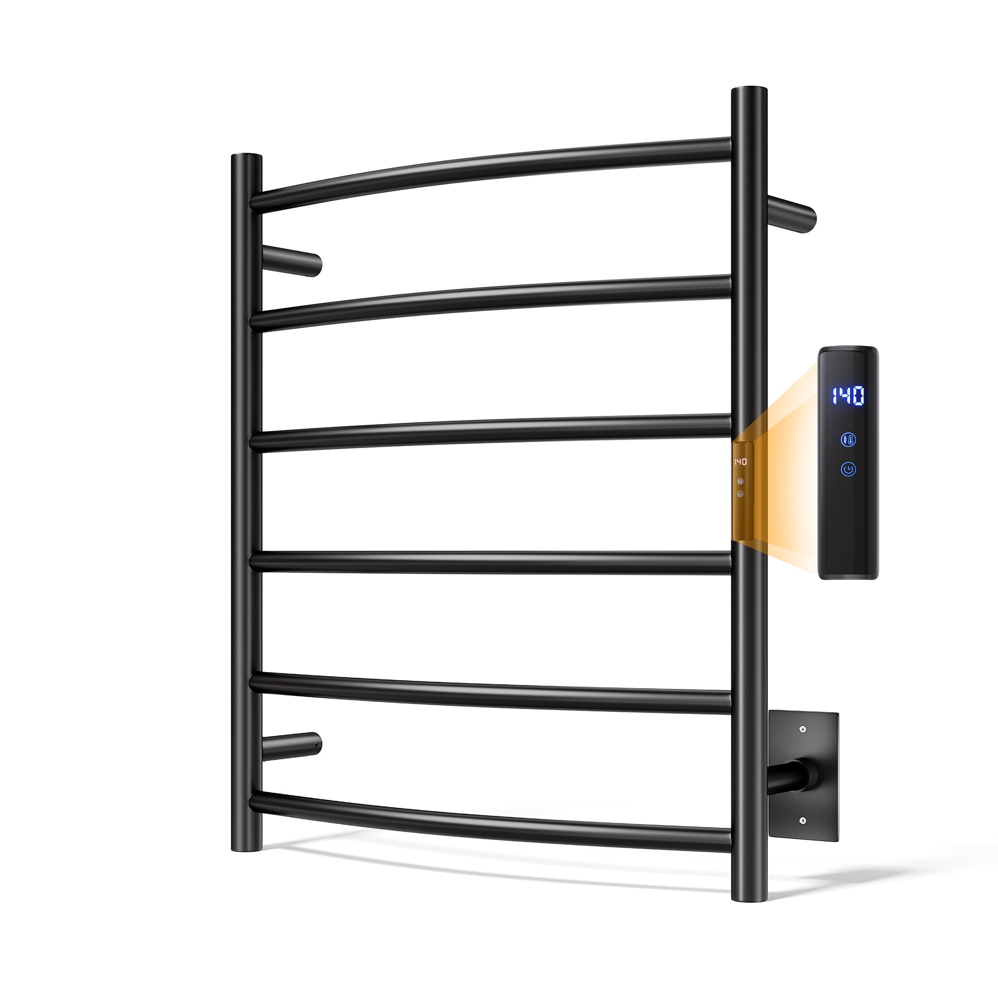23.6" x 27.6" Curved Electric Heated Towel Bar #Color_Matte Black