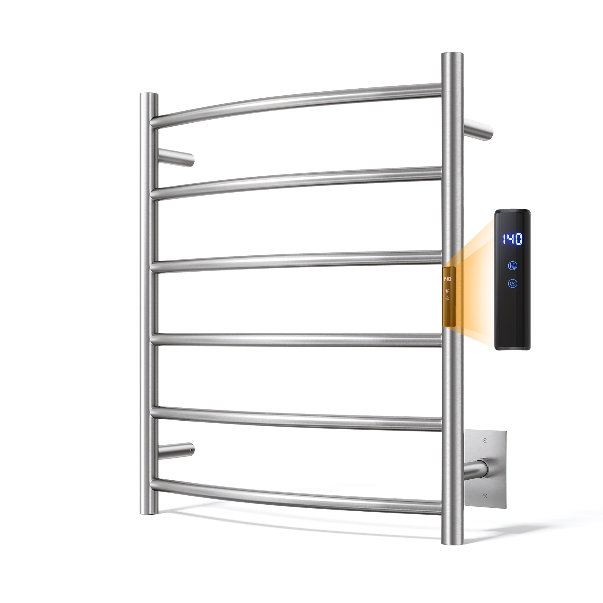 23.6" x 27.6" Curved Electric Heated Towel Bar #Color_Brushed Nickel