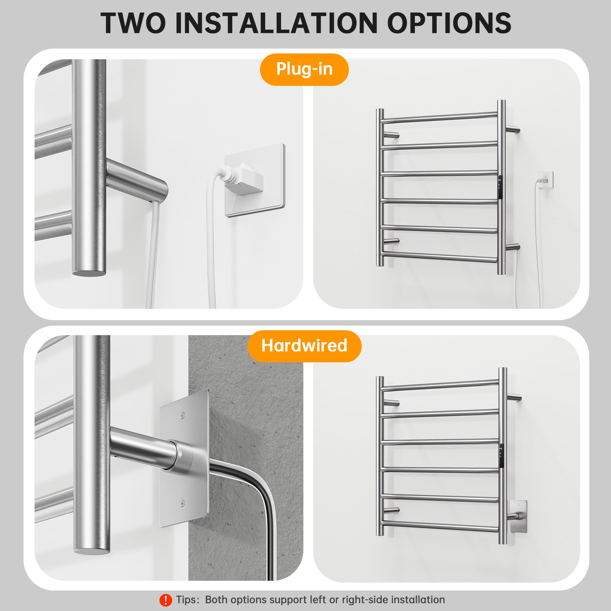 23.6" x 24.4" Electric Heated Towel Bar #Color_Brushed Nickel