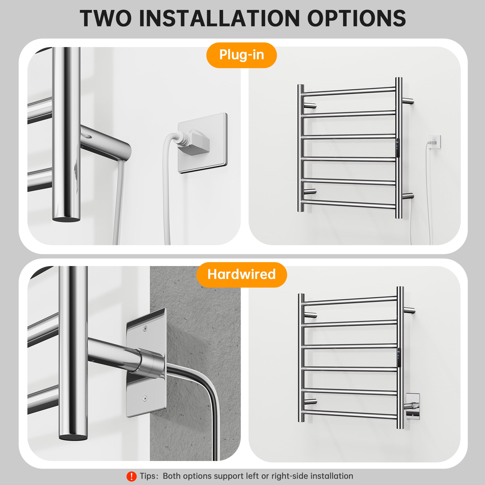 23.6" x 24.4" Electric Heated Towel Bar #Color_Chrome