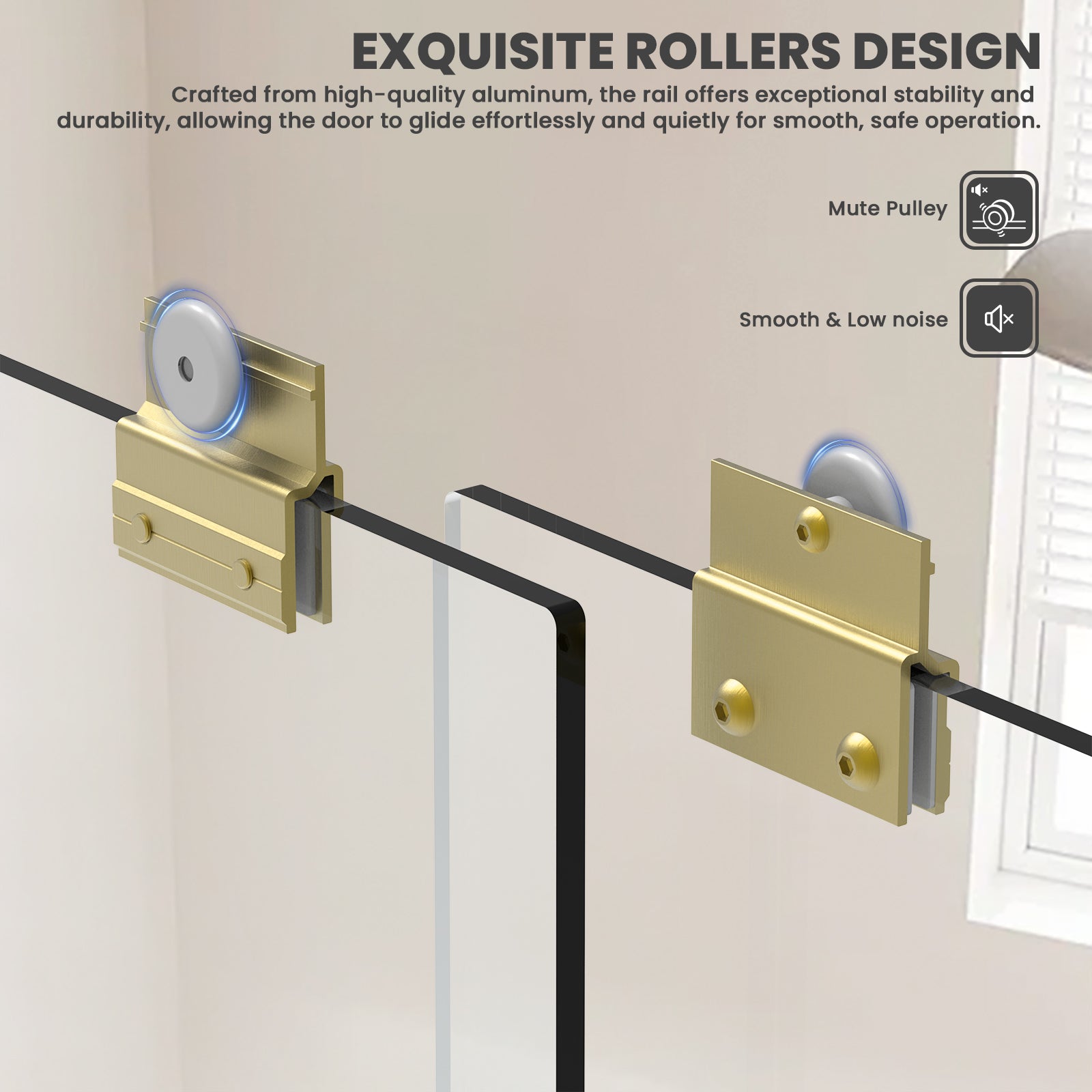 56"-60" W x 72" H Framed Double Sliding Door Glide AB8 #Color_Brushed Gold