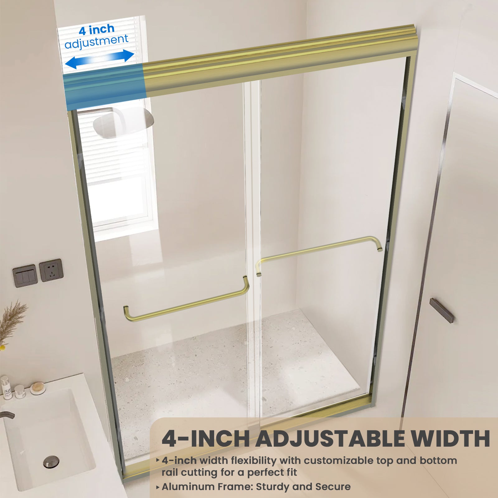 56"-60" W x 72" H Framed Double Sliding Door Glide AB8 #Color_Brushed Gold