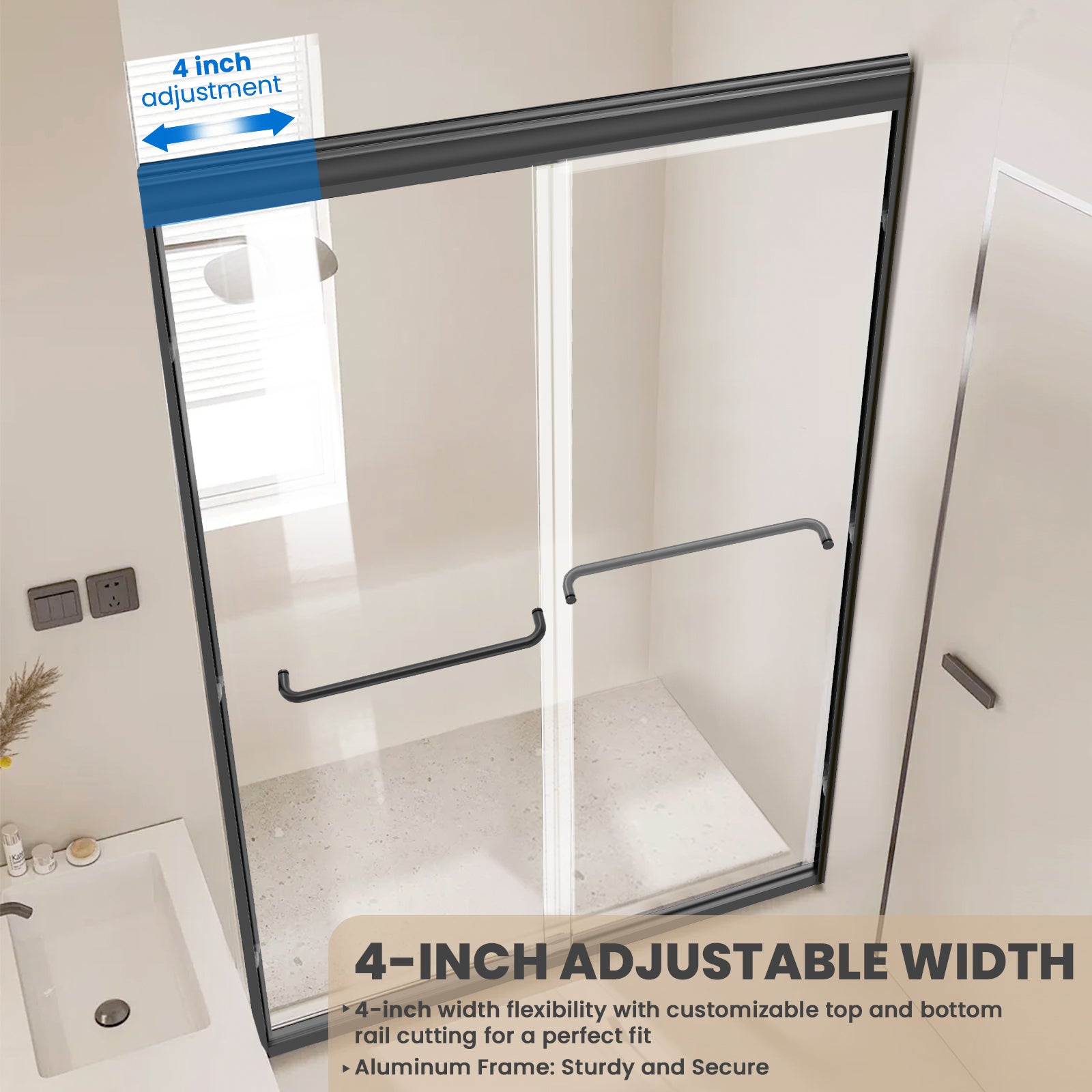 56"-60" W x 72" H Framed Double Sliding Door Glide AB5 #Color_Matte Black