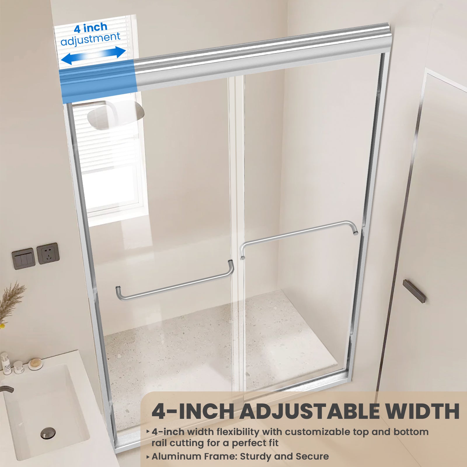 56"-60" W x 72" H Framed Double Sliding Door Glide AB7 #Color_Brushed Nickel