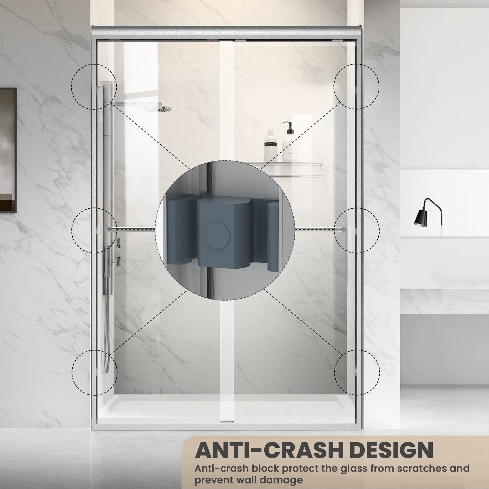 56"-60" W x 72" H Framed Double Sliding Door Glide AB7 #Color_Brushed Nickel