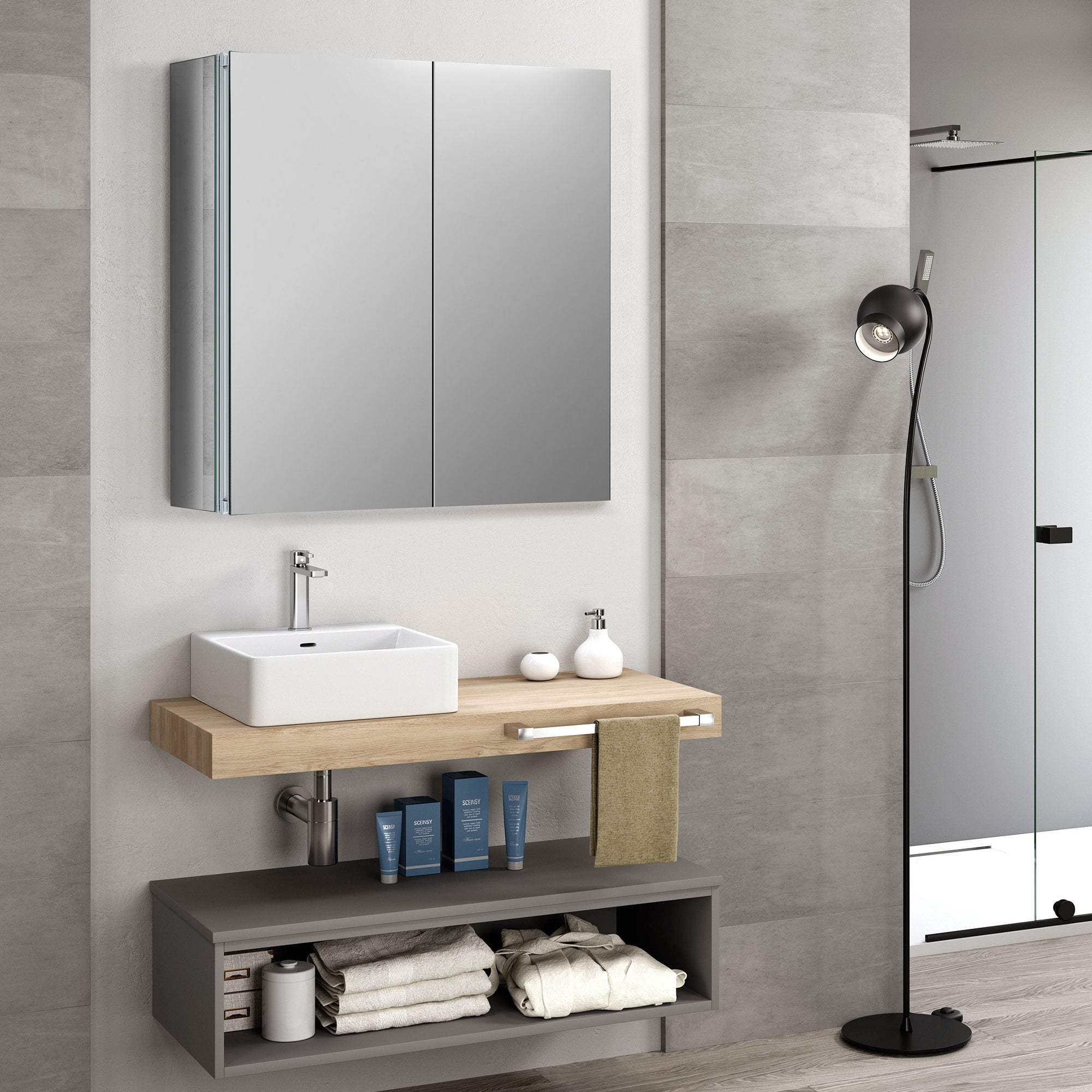 30" × 31.5" Double Door Medicine Cabinet with Soft - Close, Dual - Sided Mirrors, Adjustable Shelves & Aluminum Frame - Medicine Cabinets - AquivaCoast Showers - Medicine Cabinets - Mirror - Surface/ Recessed Mount