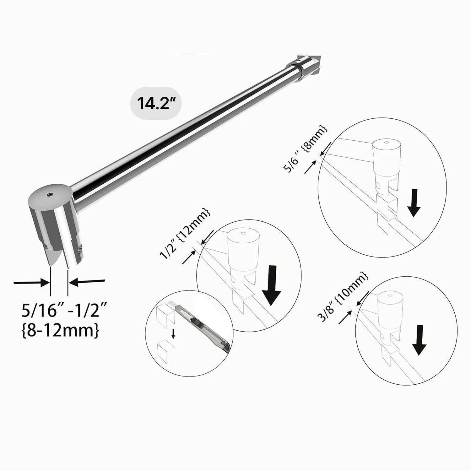 Wall-to-Glass Support Bar Wall-to-Glass Support Bar LG1-3 (Polished Chrome) - AquivaCoast #Color_Polished Chrome