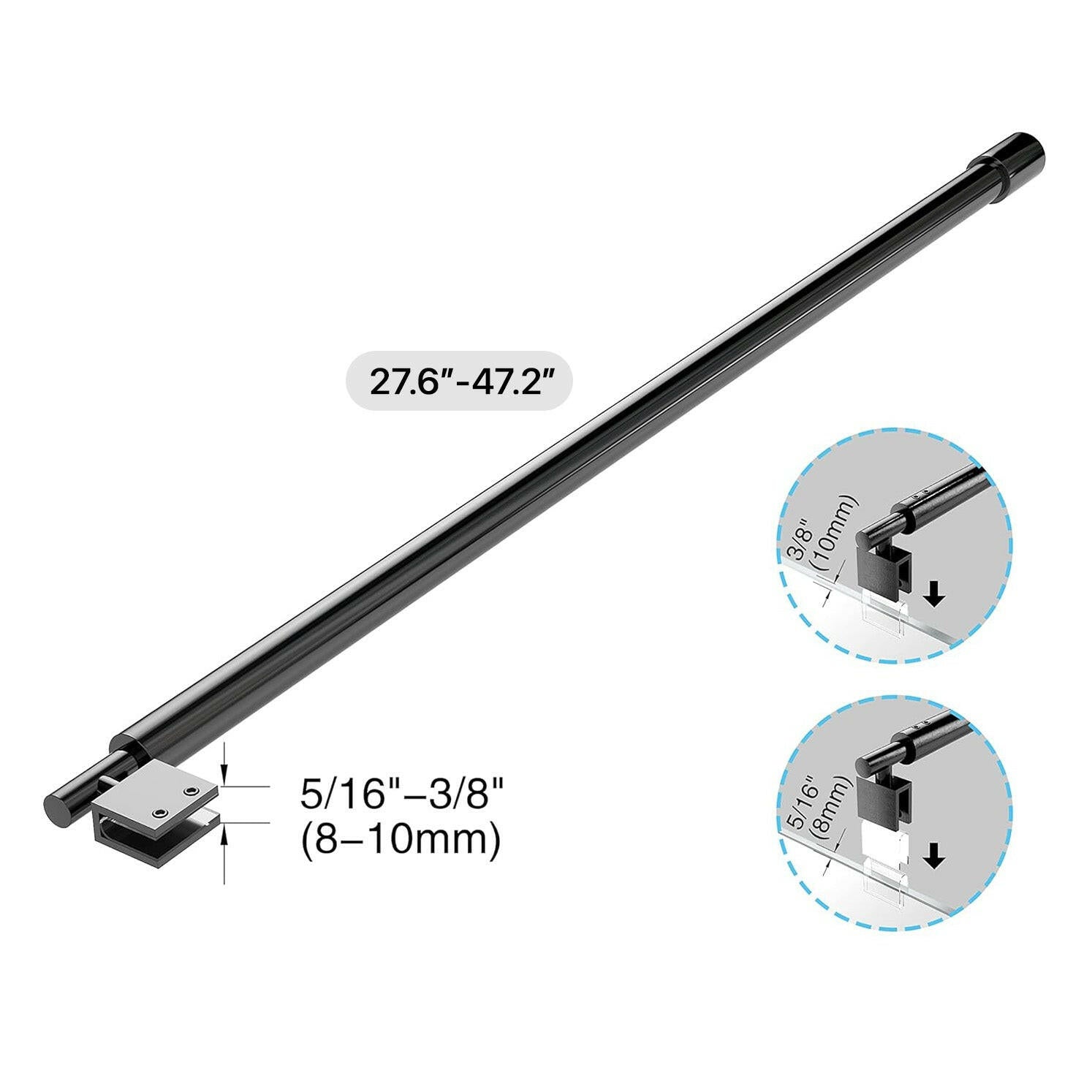 Wall-to-Glass Support Bar Wall-to-Glass Support Bar LG1-4 (Matte Black) - AquivaCoast #Color_Matte Black