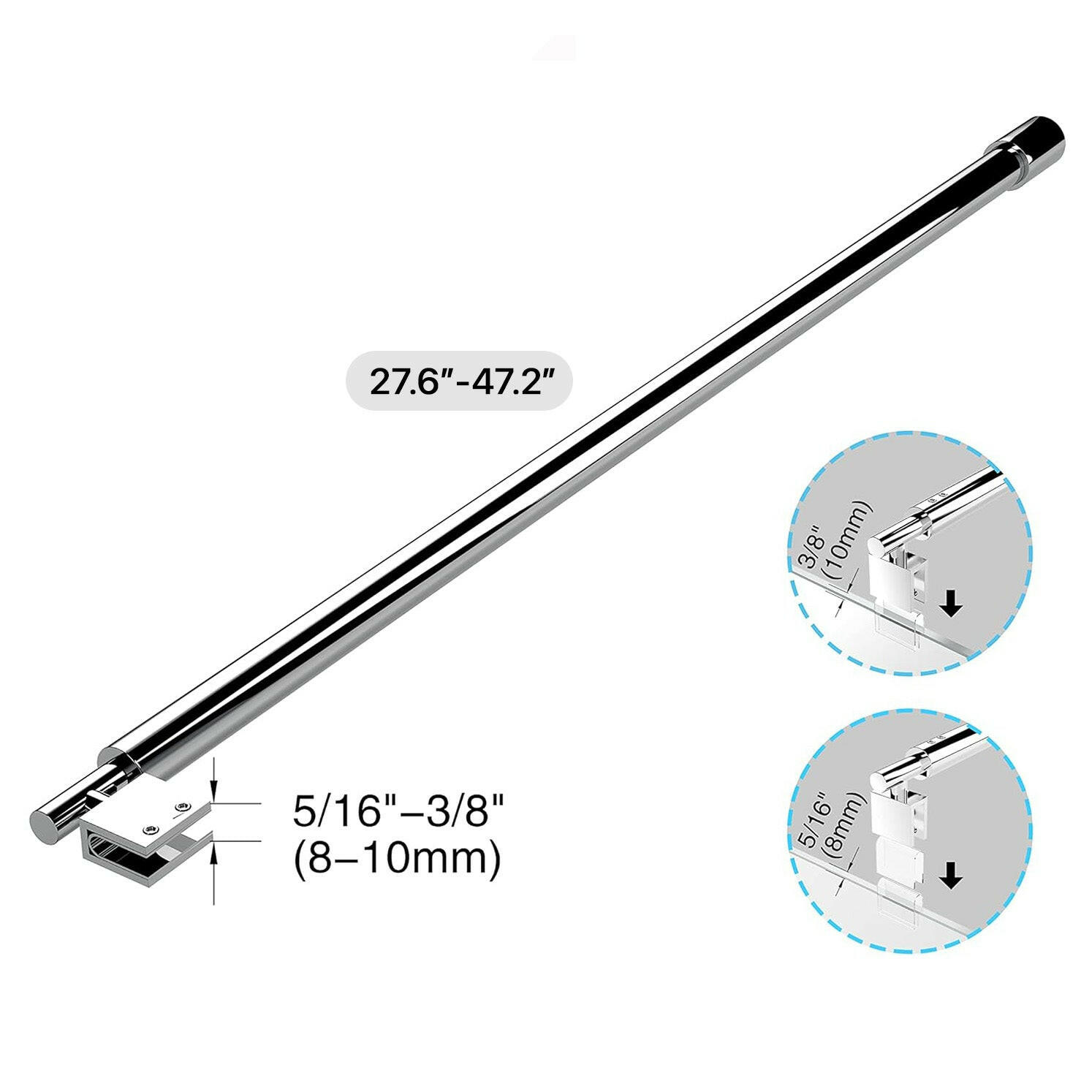 Wall-to-Glass Support Bar Wall-to-Glass Support Bar LG1-4 (Polished Chrome) - AquivaCoast #Color_Polished Chrome