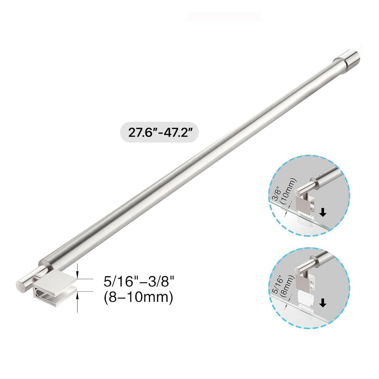 Wall-to-Glass Support Bar Wall-to-Glass Support Bar LG1-4 (Brushed Silver) - AquivaCoast #Color_Brushed Silver