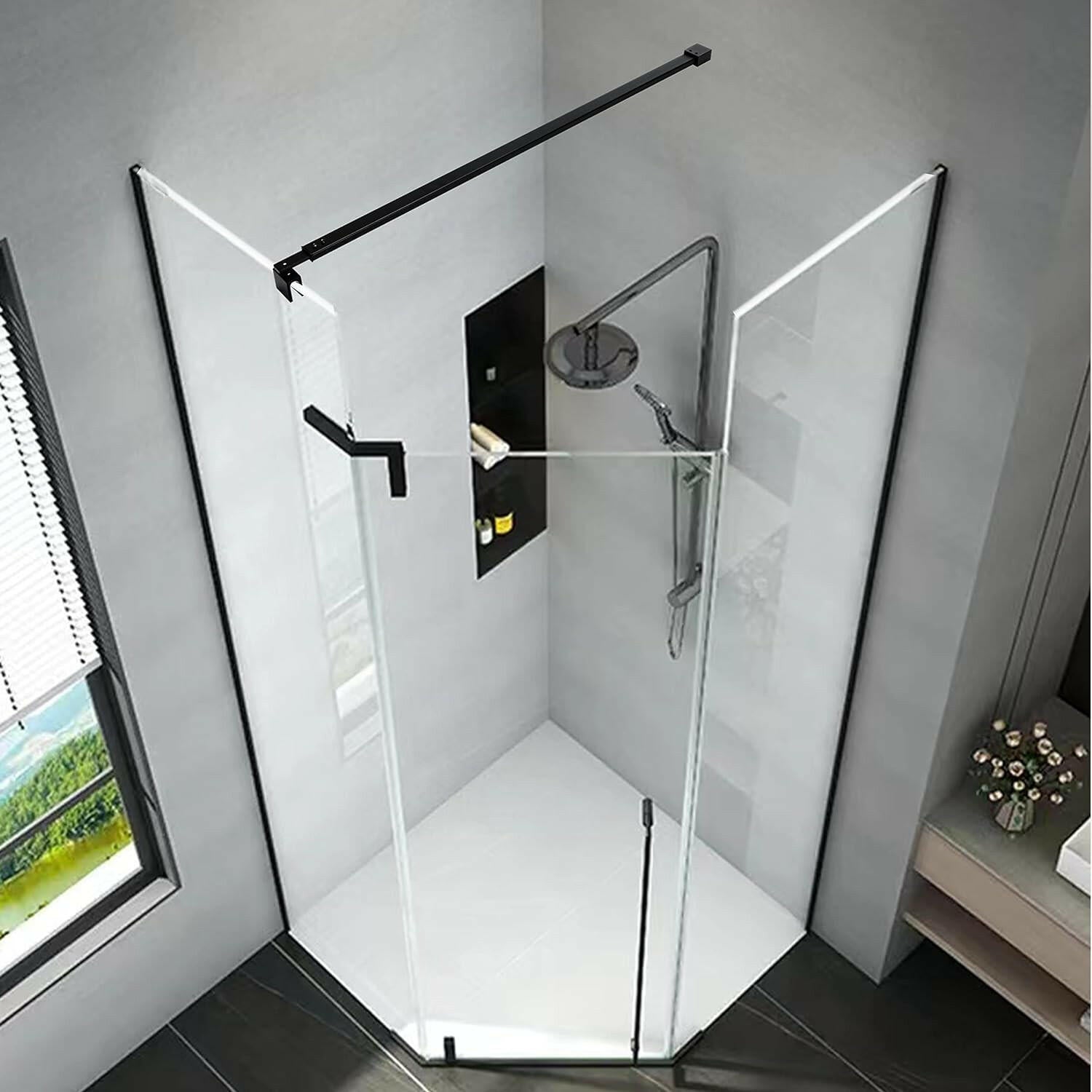 Wall-to-Glass Support Bar Wall-to-Glass Support Bar LG1-5 (Matte Black) - AquivaCoast #Color_Matte Black