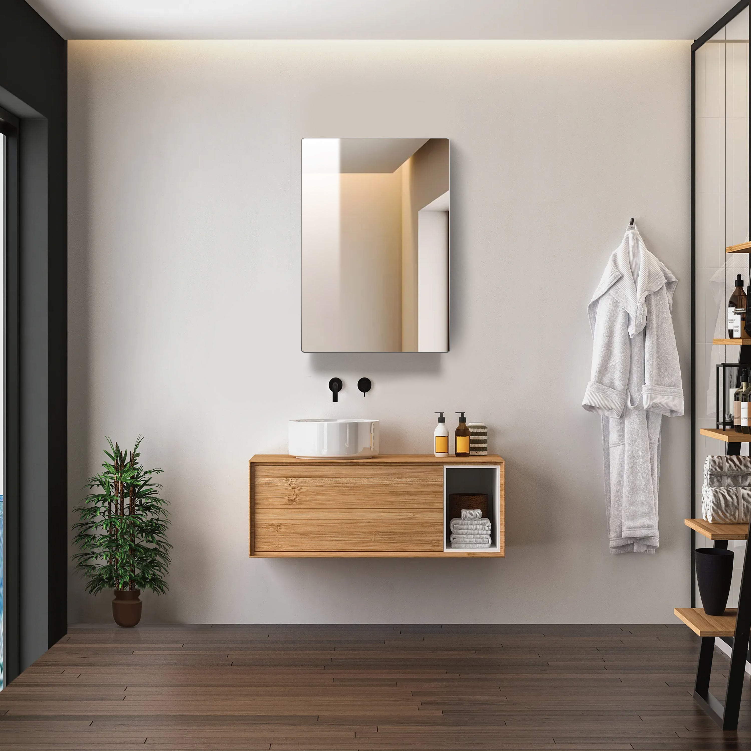 15"/16"/20" Single Door Medicine Cabinet with Soft - Close, Dual - Sided Mirrors, Adjustable Shelves & Aluminum Frame - Medicine Cabinets - AquivaCoast Showers - Medicine Cabinets - Mirror - Surface/ Recessed Mount