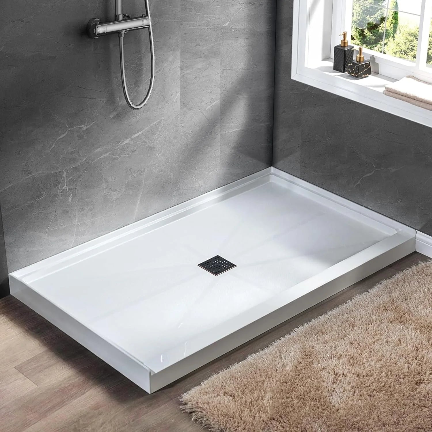 Single Threshold, Center Drain Shower Pan Base