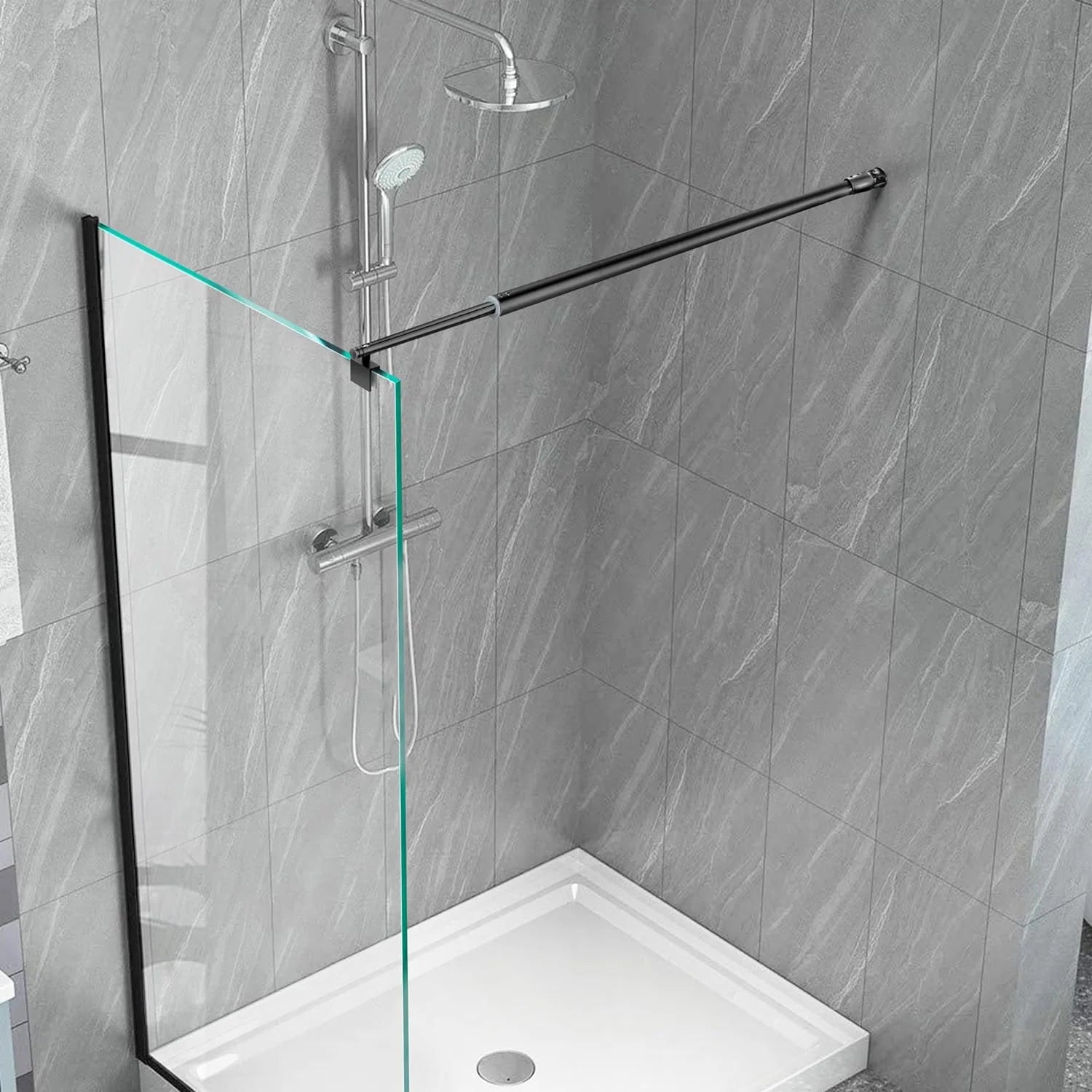 Wall-to-Glass Support Bar Wall-to-Glass Support Bar LG1-2 (Matte Black) - AquivaCoast #Color_Matte Black